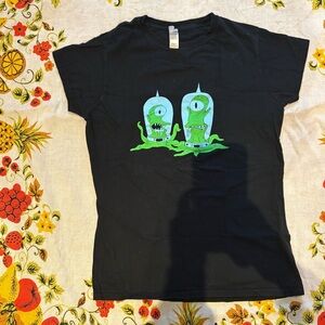 Black T-Shirt with Green Alien Graphic